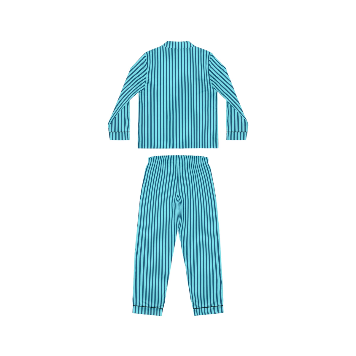 UME Striped Satin Women's Pajama Set — Aqua All-Over Print