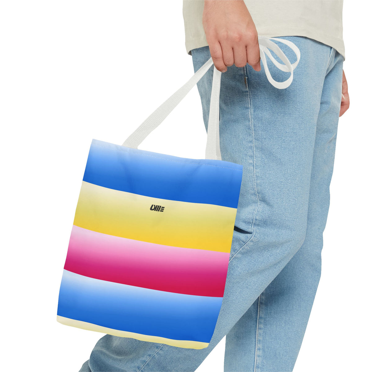 Colorful Pride Stripes Tote Bag – Pastel Blue, Yellow & Pink AOP