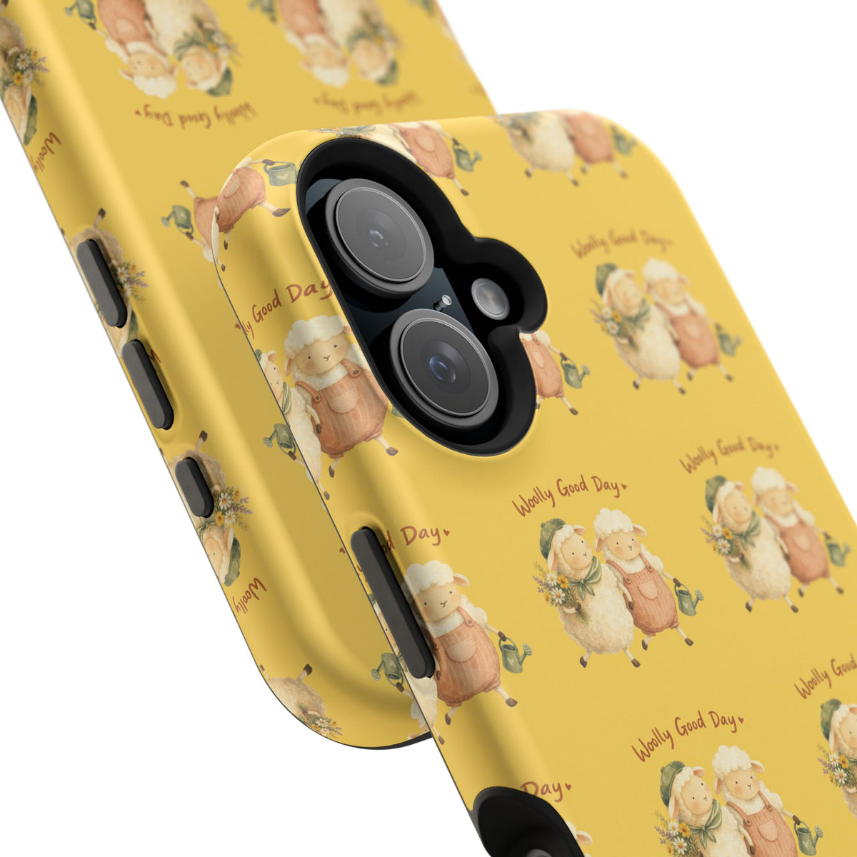 "Woolly Good Day" Phone Case — Yellow Sheep Pattern Magnetic Impact-Resistant Cover