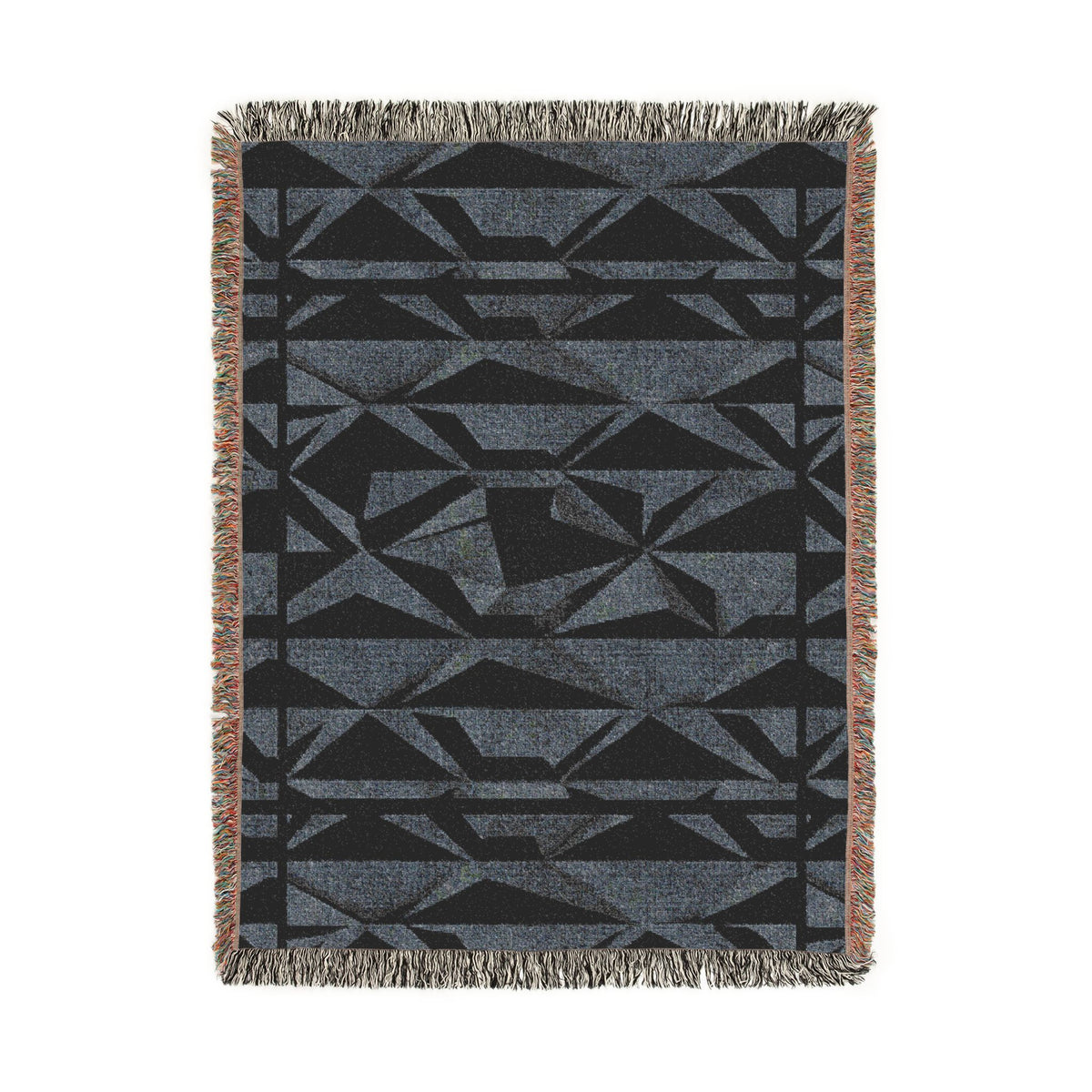 Geometric Deer Woven Blanket — Rustic Woodland Throw for Cabin, Camp, Outdoors