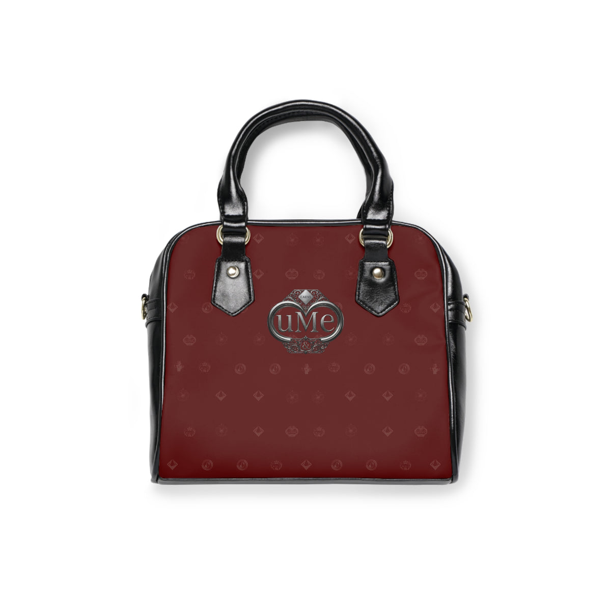 Burgundy UME Monogram Shoulder Handbag — Elegant Everyday Tote