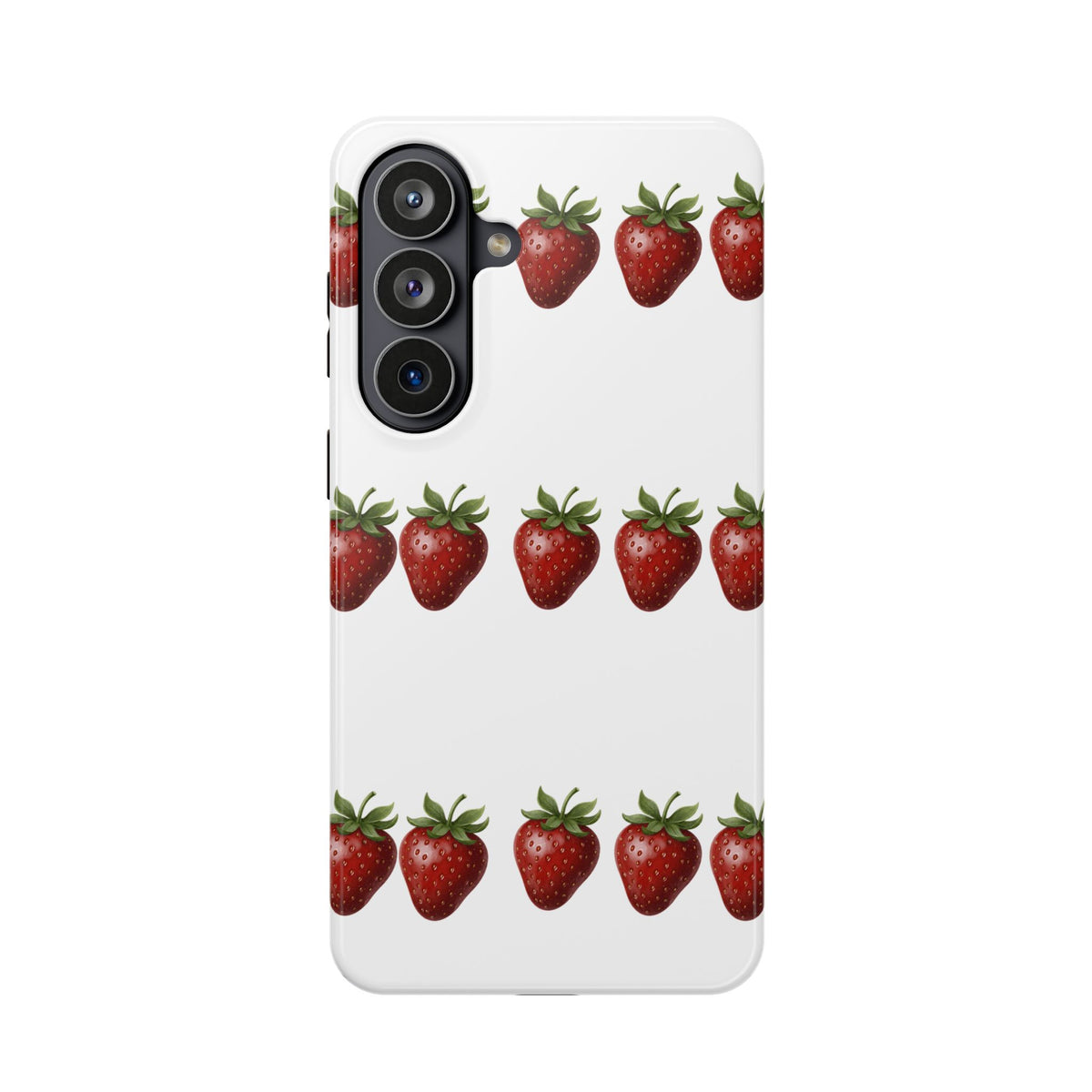 Strawberry Row Phone Case — White MagSafe Magnetic Impact-Resistant Cover