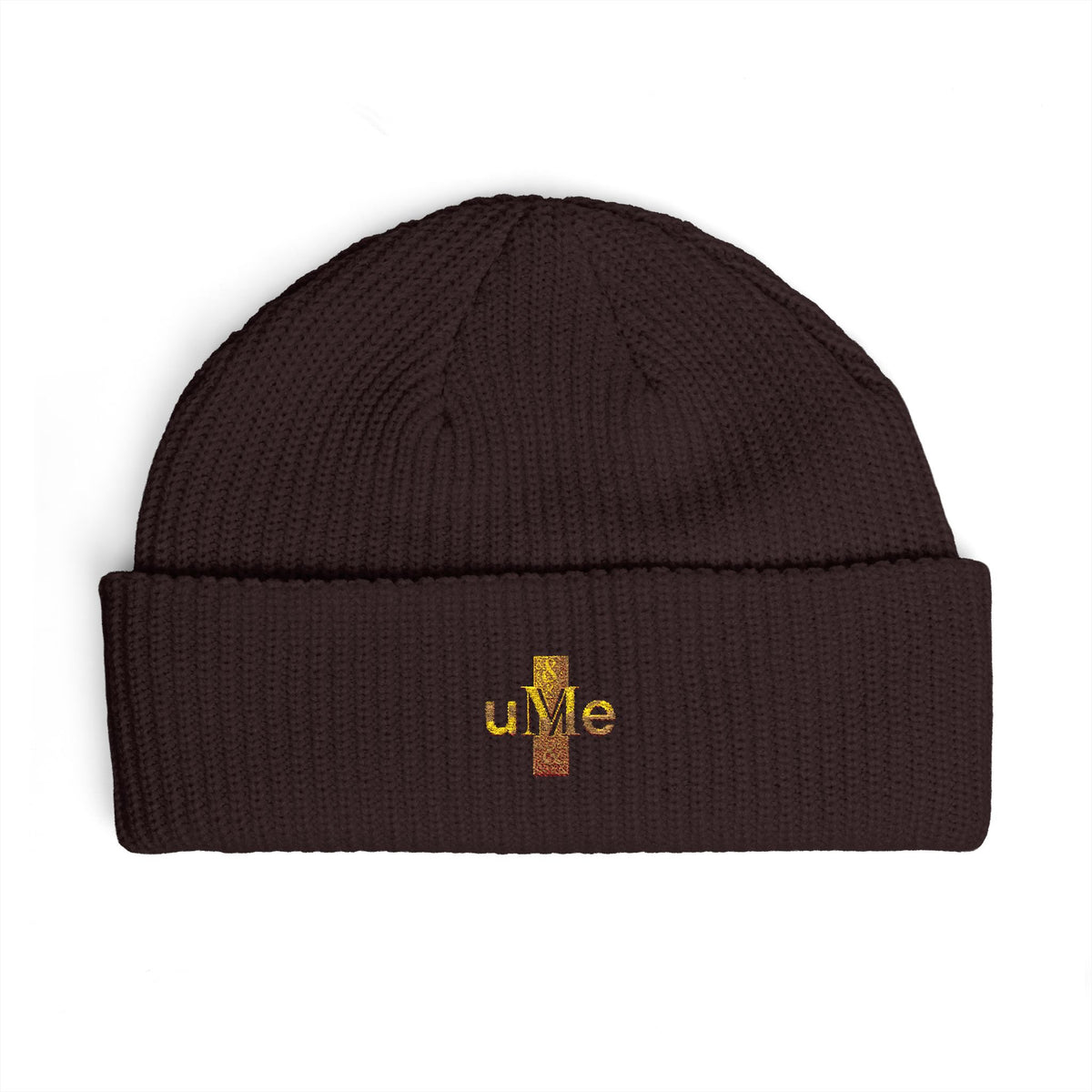 Ribbed Cuff Beanie — Multi-Color Gold Embroidered Hat