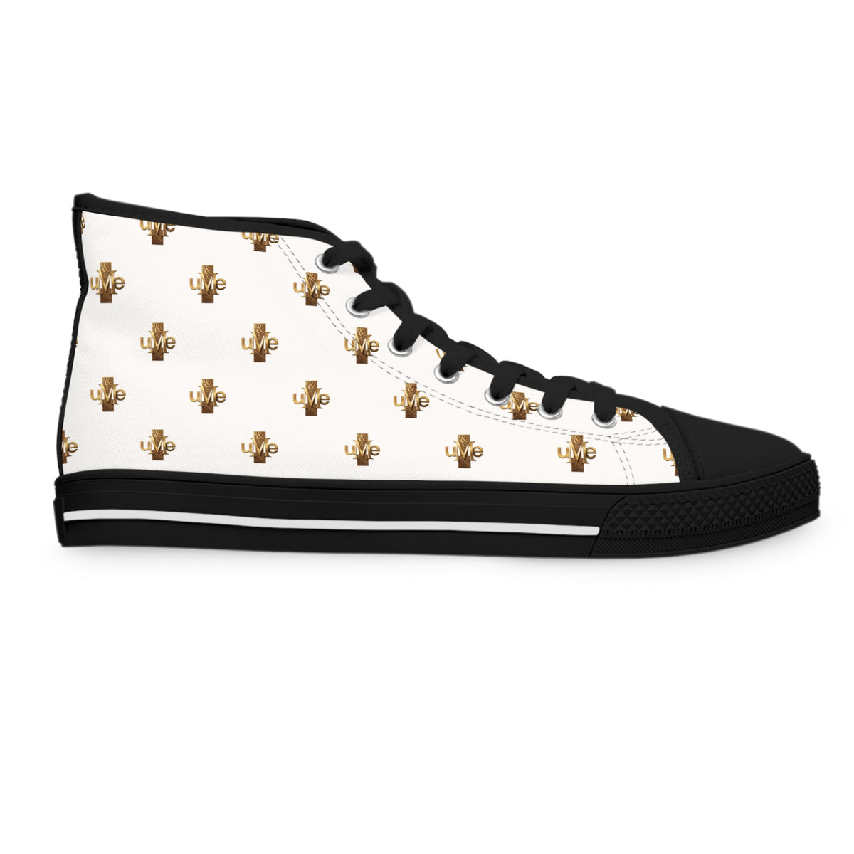 Women’s High-Top Sneakers — White All-Over Print