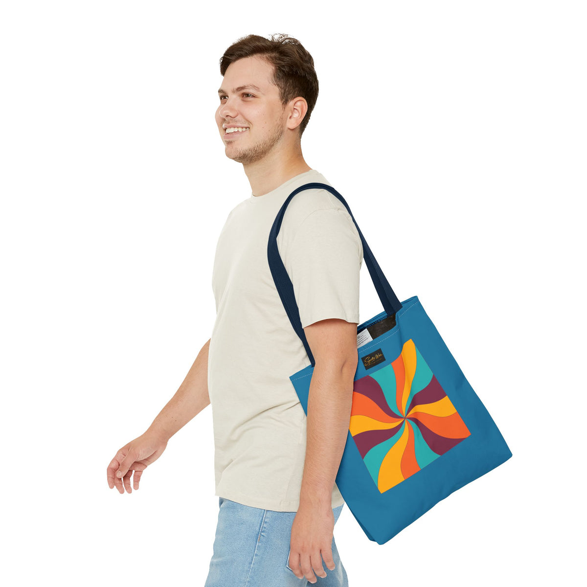 Retro Swirl Tote Bag — 70s-Inspired Pinwheel Graphic