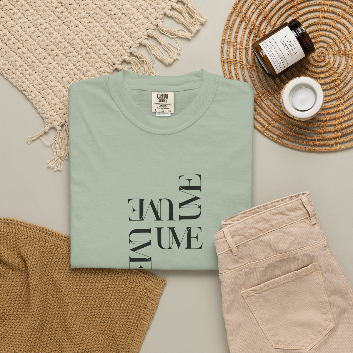 UME Typography Garment-Dyed T-Shirt — White, Ivory & More Colors