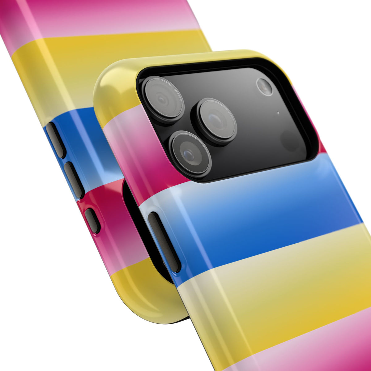 Striped Magnetic Impact-Resistant Phone Case — Colorful Pink Blue Yellow Protection