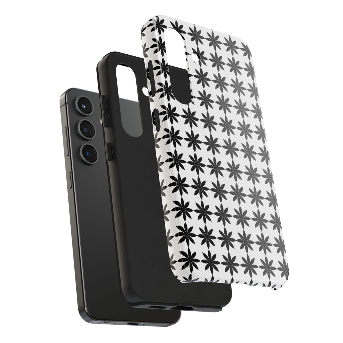 Tough Phone Case — Black & White Geometric Star Pattern