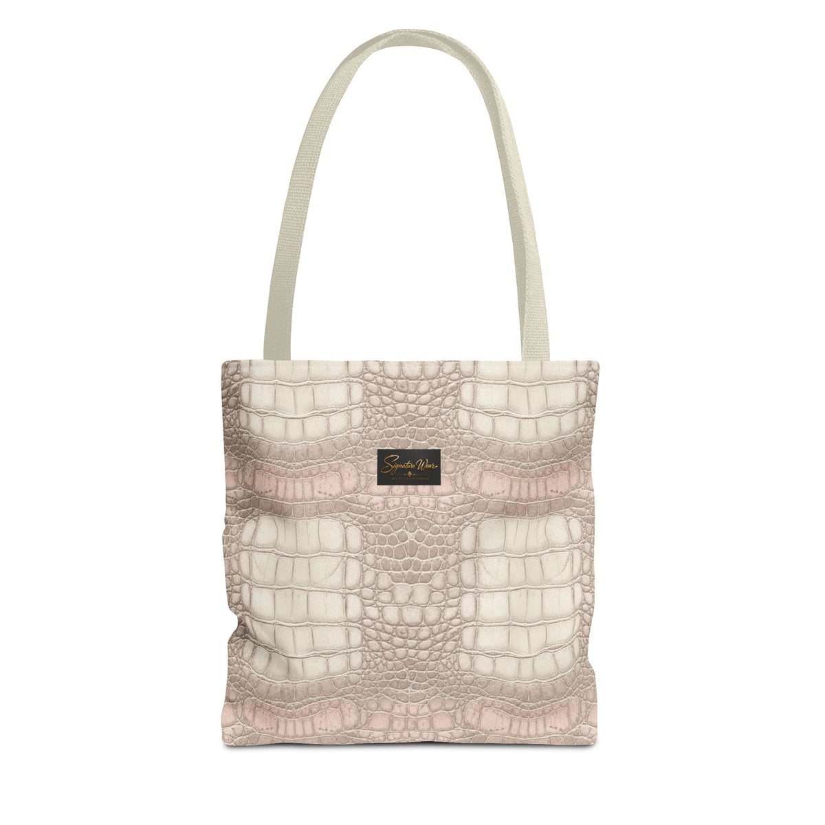 Croc Emboss Tote Bag — Blush Pink Crocodile Texture AOP Tote