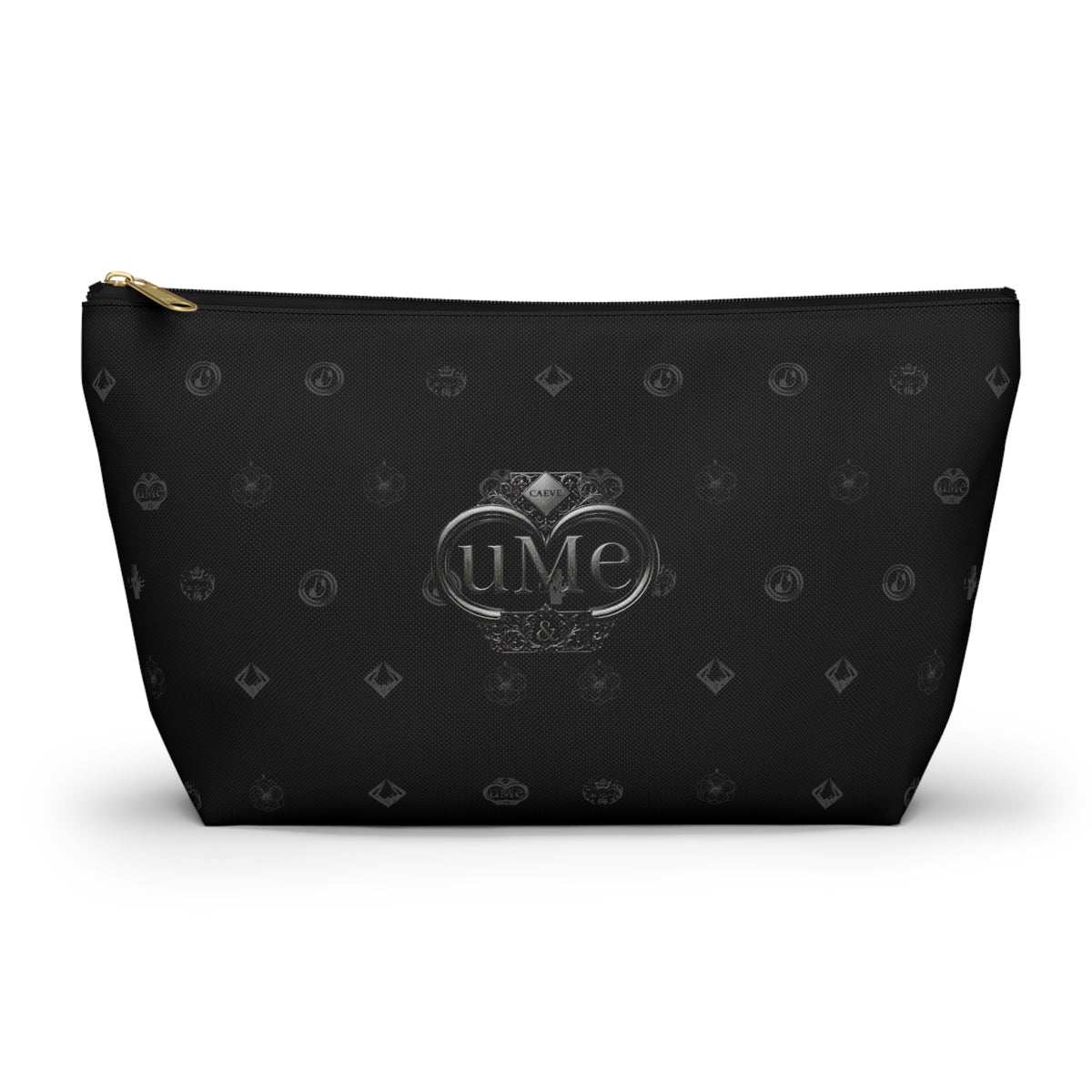 Black Luxe Logo Accessory Pouch — UME T-Bottom Cosmetic Bag