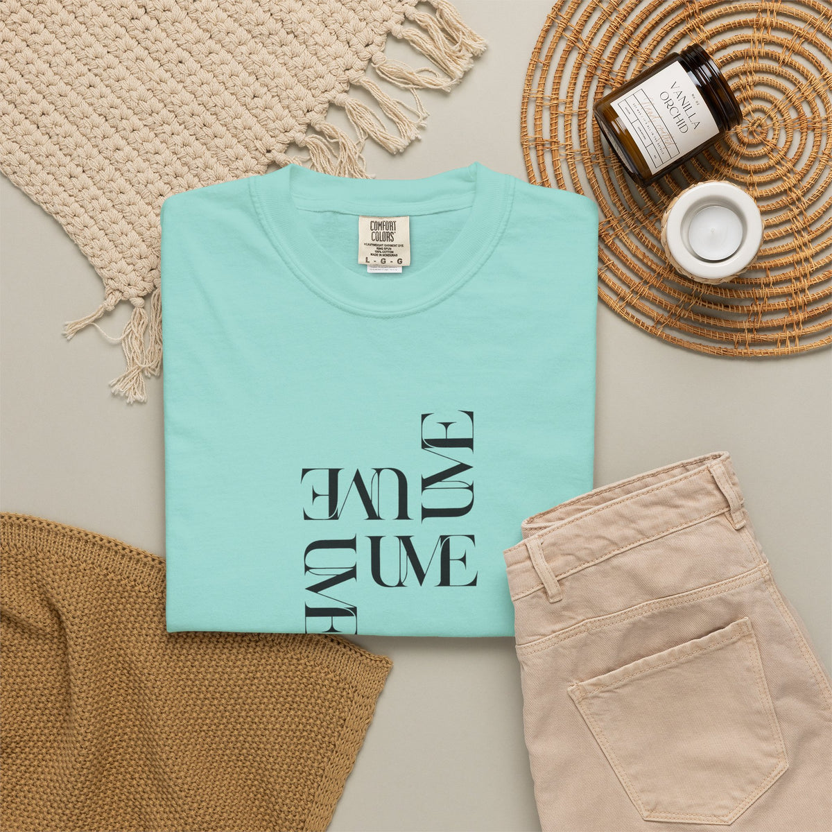 UME Typography Garment-Dyed T-Shirt — White, Ivory & More Colors