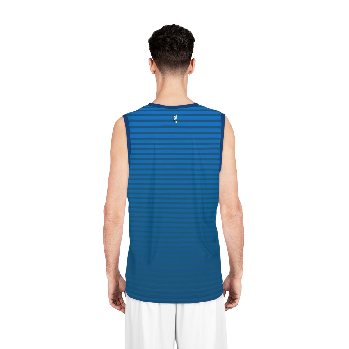 Blue Gradient Striped Basketball Jersey