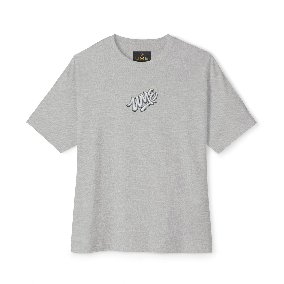UME Script Logo Boxy Tee — White Oversized Graphic T-Shirt