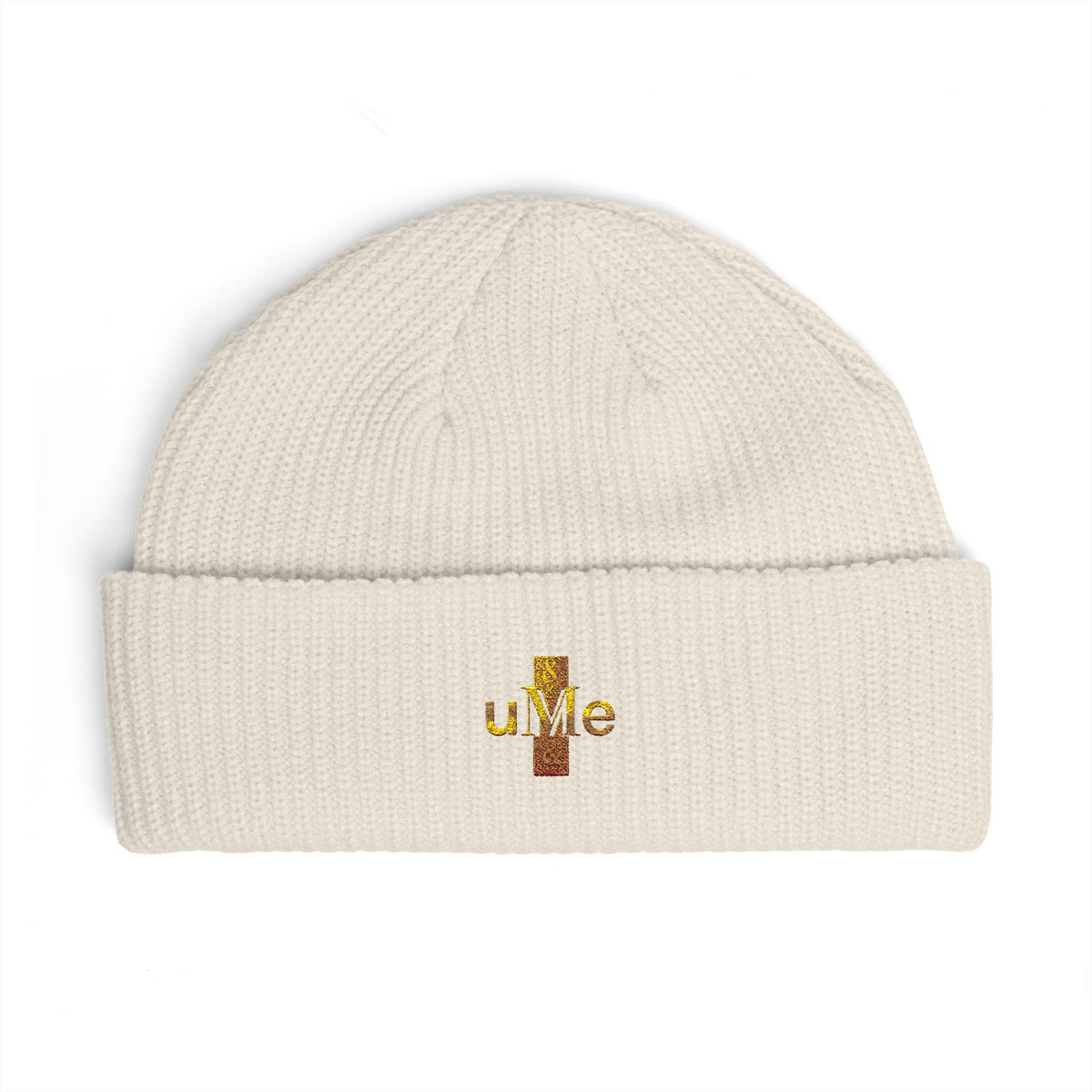 Ribbed Cuff Beanie — Multi-Color Gold Embroidered Hat
