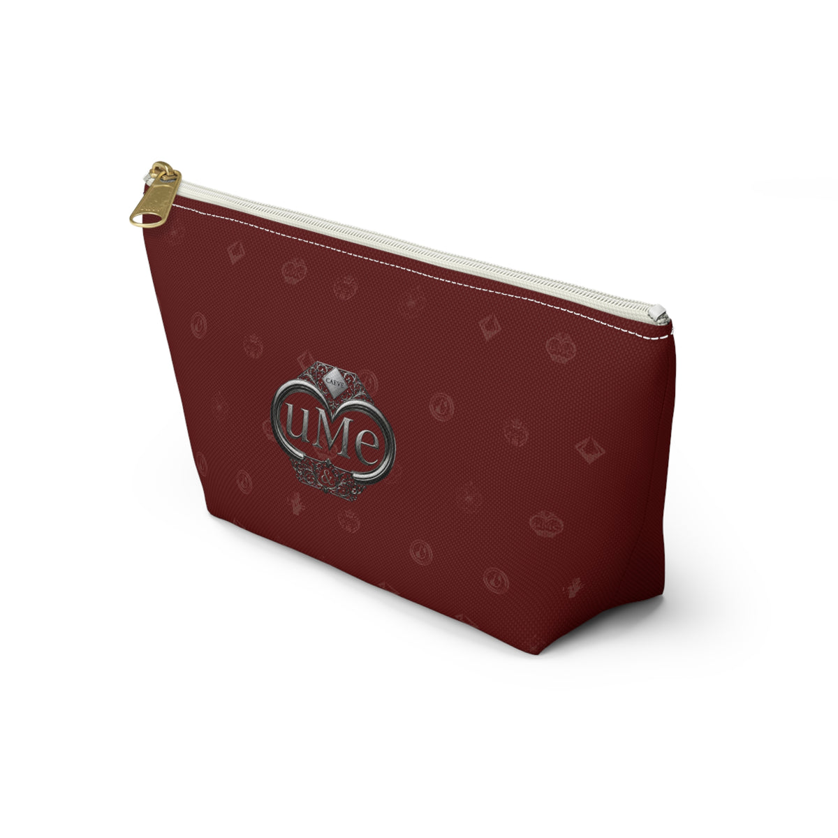 Burgundy Monogram Accessory Pouch — UME T-Bottom Cosmetic Bag