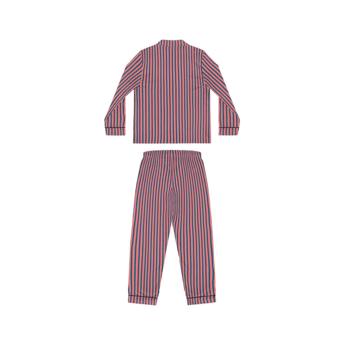 UME Striped Satin Women's Pajama Set — Coral Pink All-Over Print