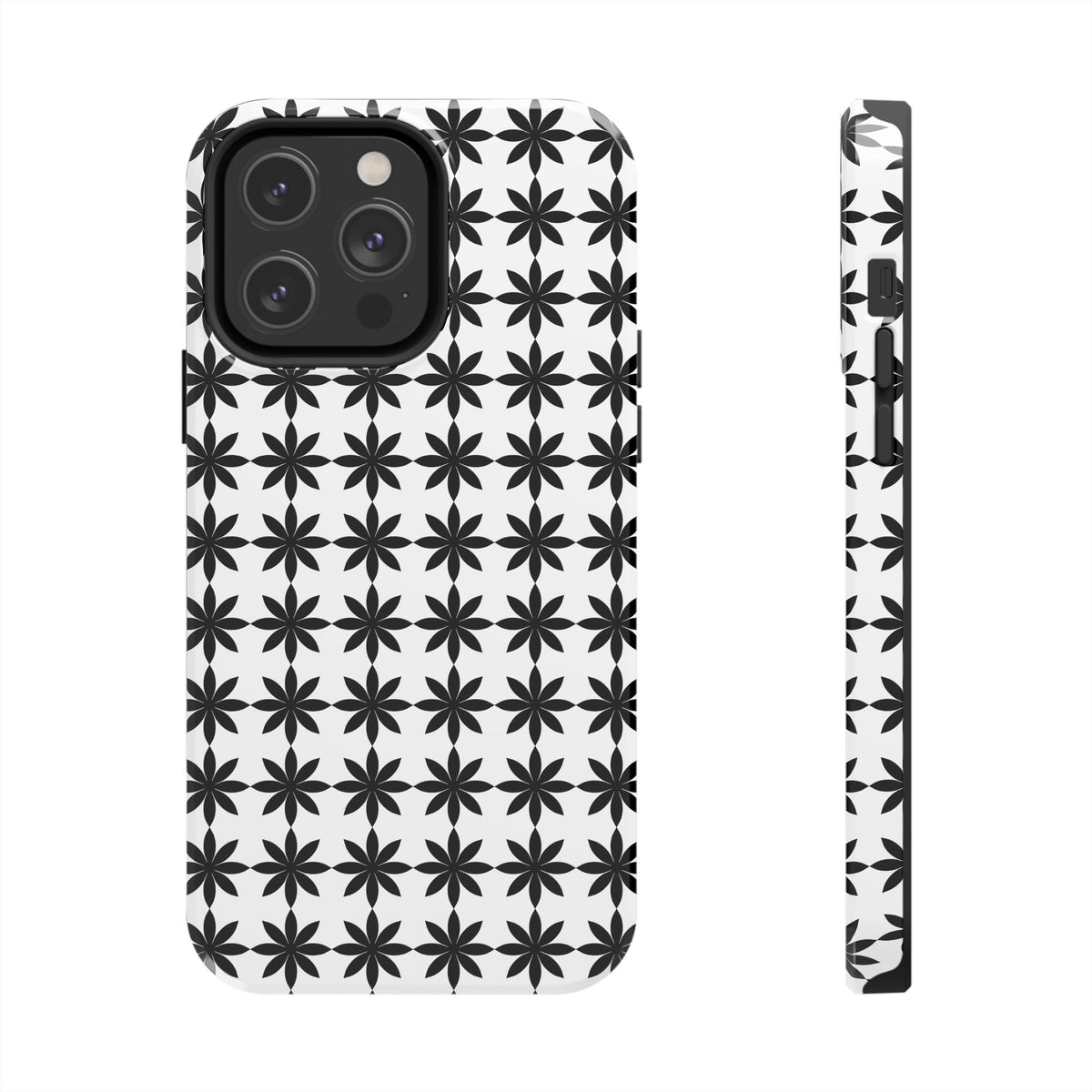 Tough Phone Case — Black & White Geometric Star Pattern