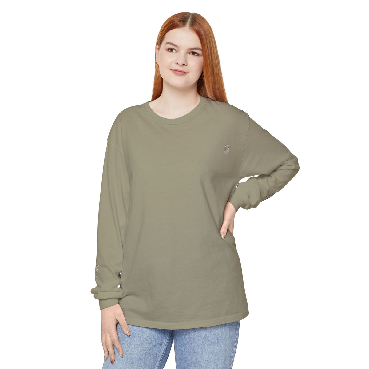 Garment-Dyed Long-Sleeve T-Shirt — Multi-Color Minimal Graphic