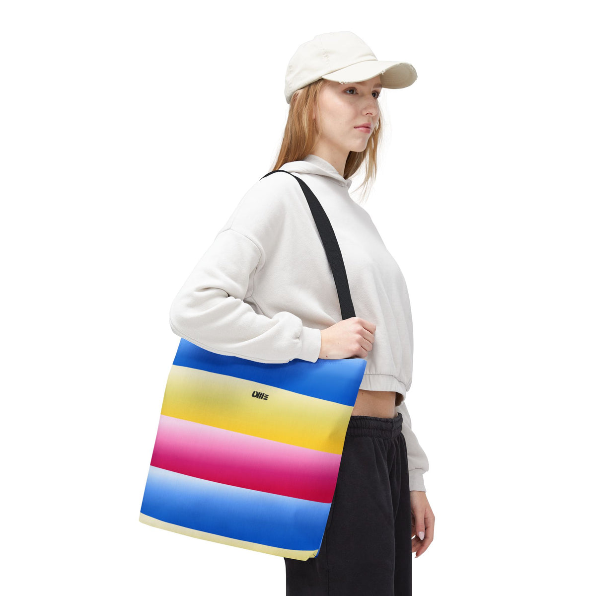 Colorful Pride Stripes Tote Bag – Pastel Blue, Yellow & Pink AOP