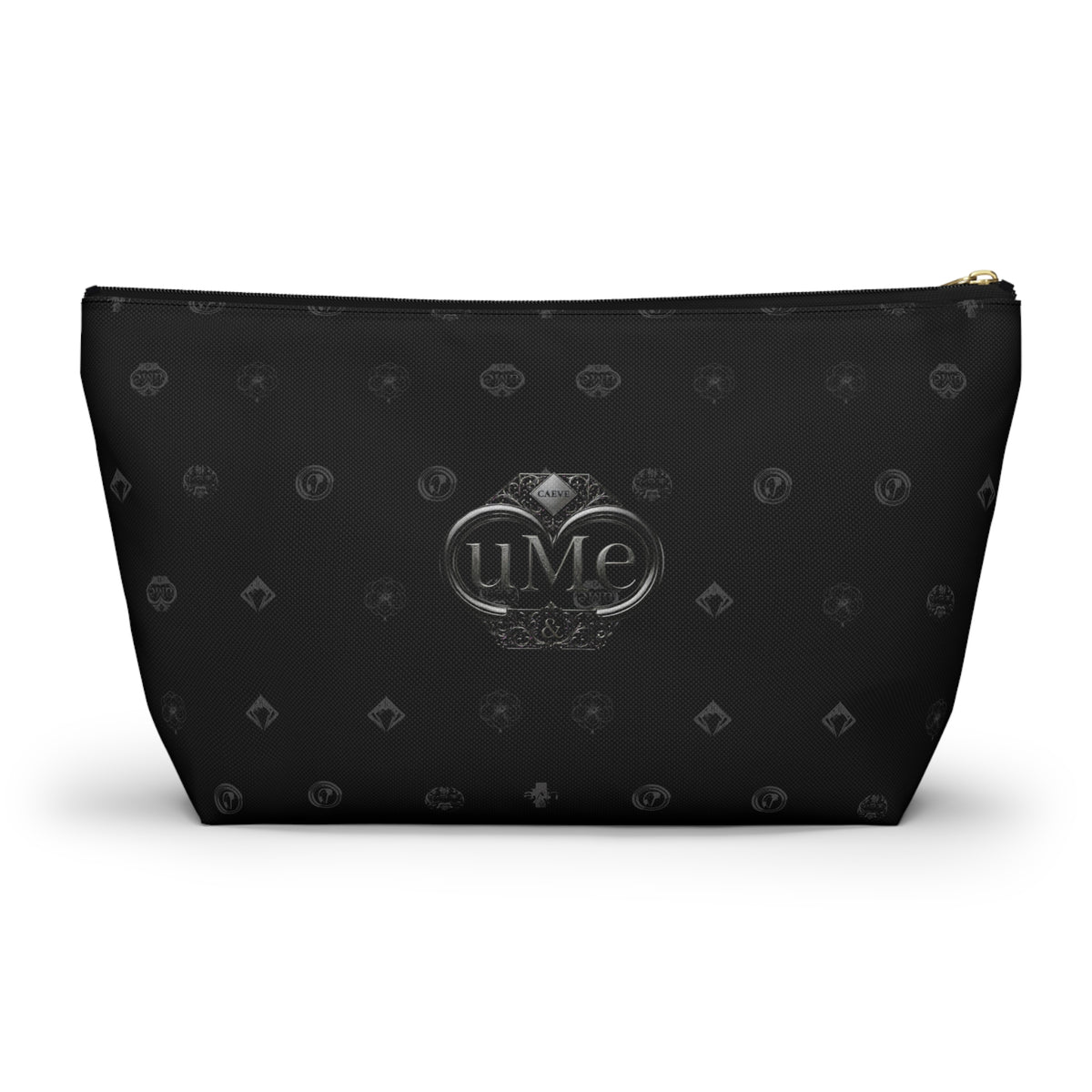Black Luxe Logo Accessory Pouch — UME T-Bottom Cosmetic Bag