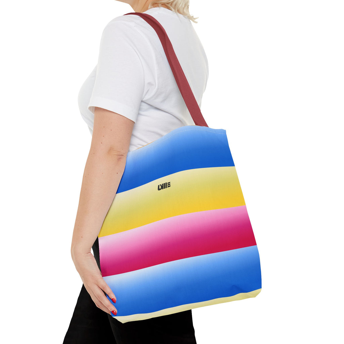 Colorful Pride Stripes Tote Bag – Pastel Blue, Yellow & Pink AOP