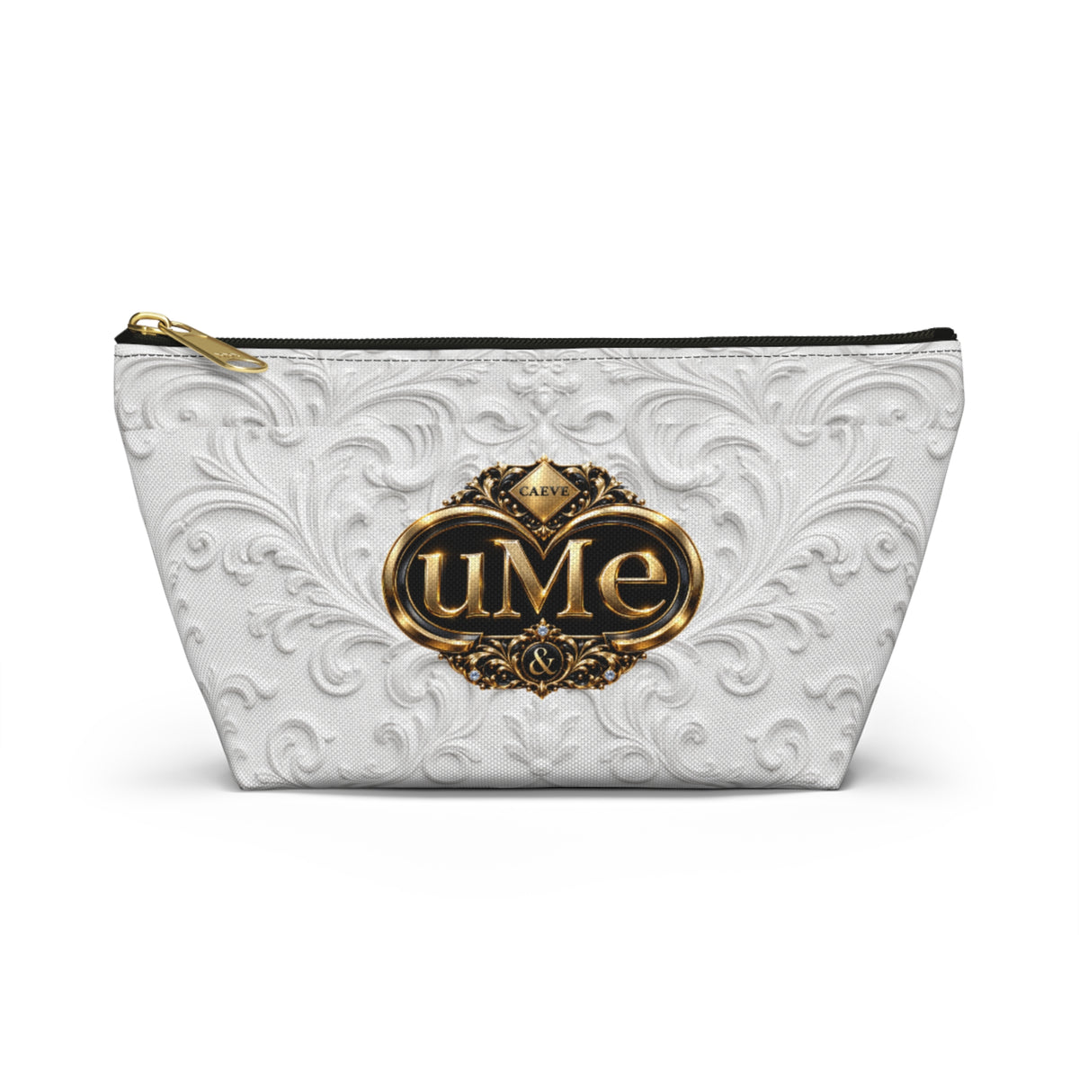 White UME Gold Crest Accessory Pouch — All-Over Print