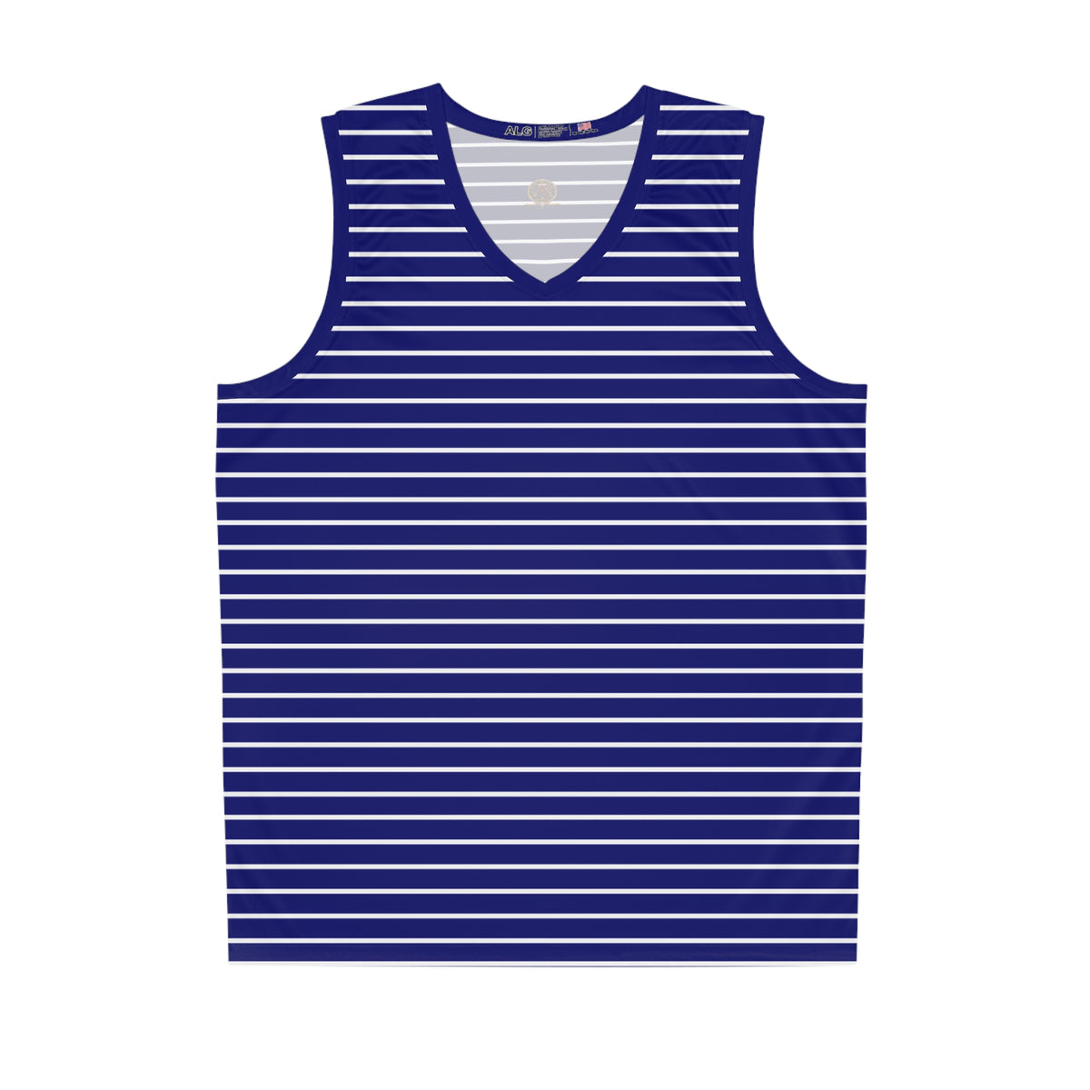 Royal Blue Stripe Basketball Jersey – Nautical All-Over Print Athletic Tank
