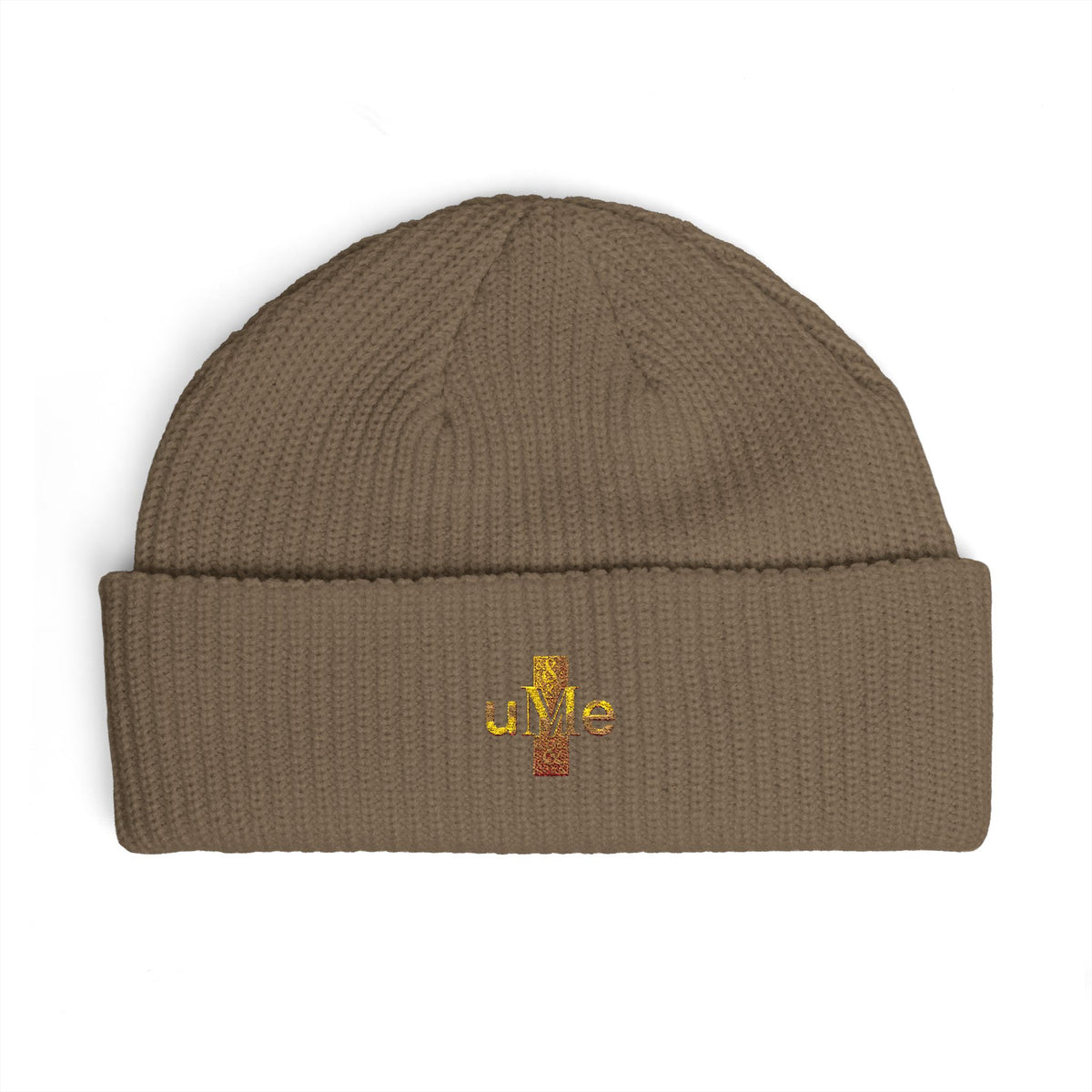 Ribbed Cuff Beanie — Multi-Color Gold Embroidered Hat