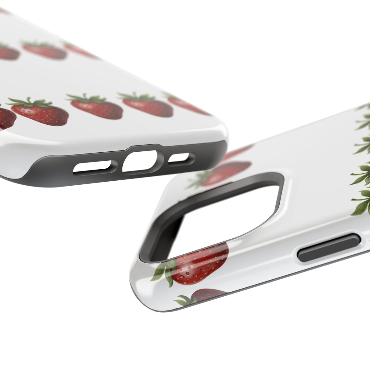 Strawberry Row Phone Case — White MagSafe Magnetic Impact-Resistant Cover