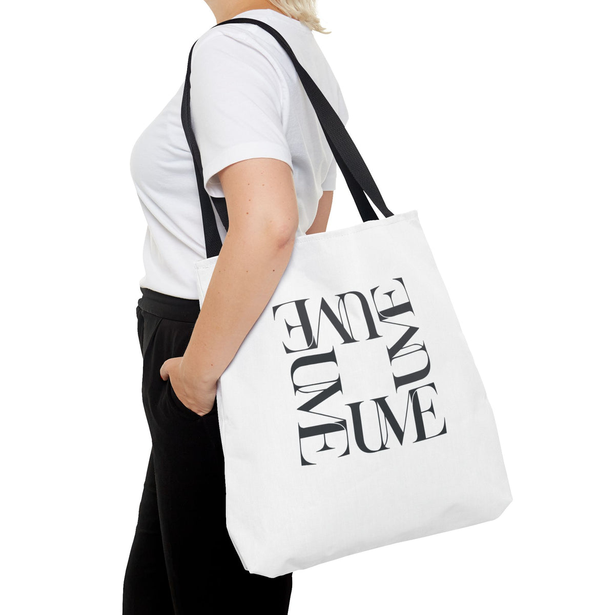 UME Square Typography Tote Bag — White