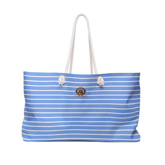 Cornflower Blue Stripe Nautical Weekender Bag – BL Signature Blue & White Rope Handle Beach Tote