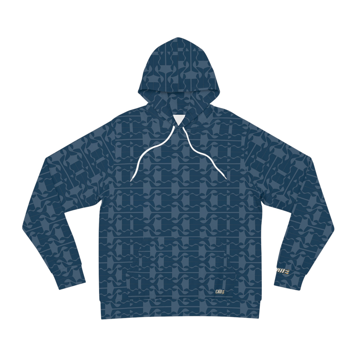 Allover Blue Geometric Pattern Hoodie — Casual Streetwear Pullover