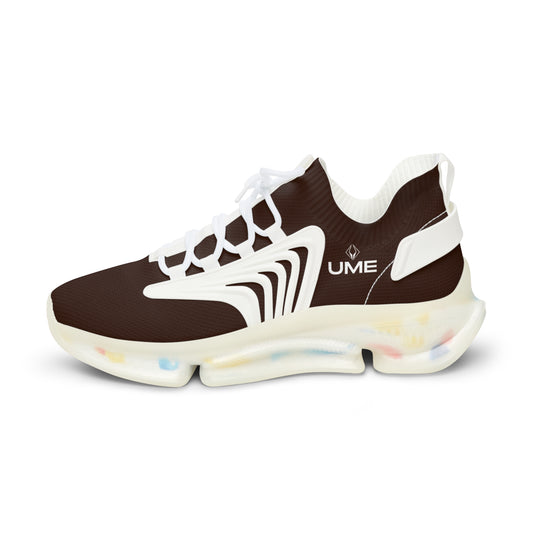 Men's Brown UME Mesh Sneakers — Bold Graphic Cloud Sole Athletic Shoe