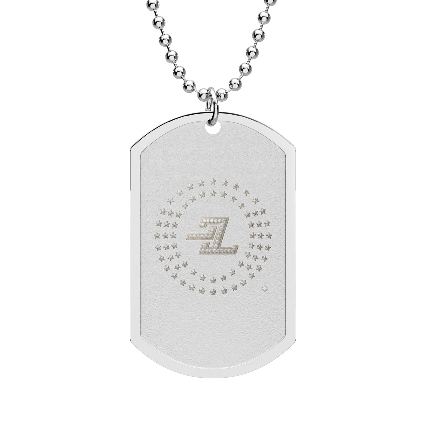 Engraved Dot Circle Dog Tag Necklace — Gold or Silver Military Pendant