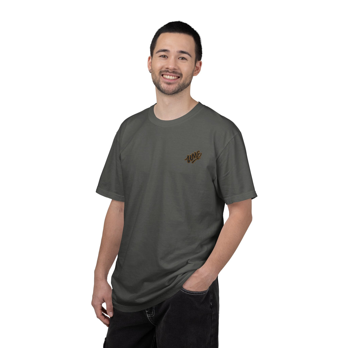 Garment-Dyed Heavyweight Tee — UME Black Logo Front & Back