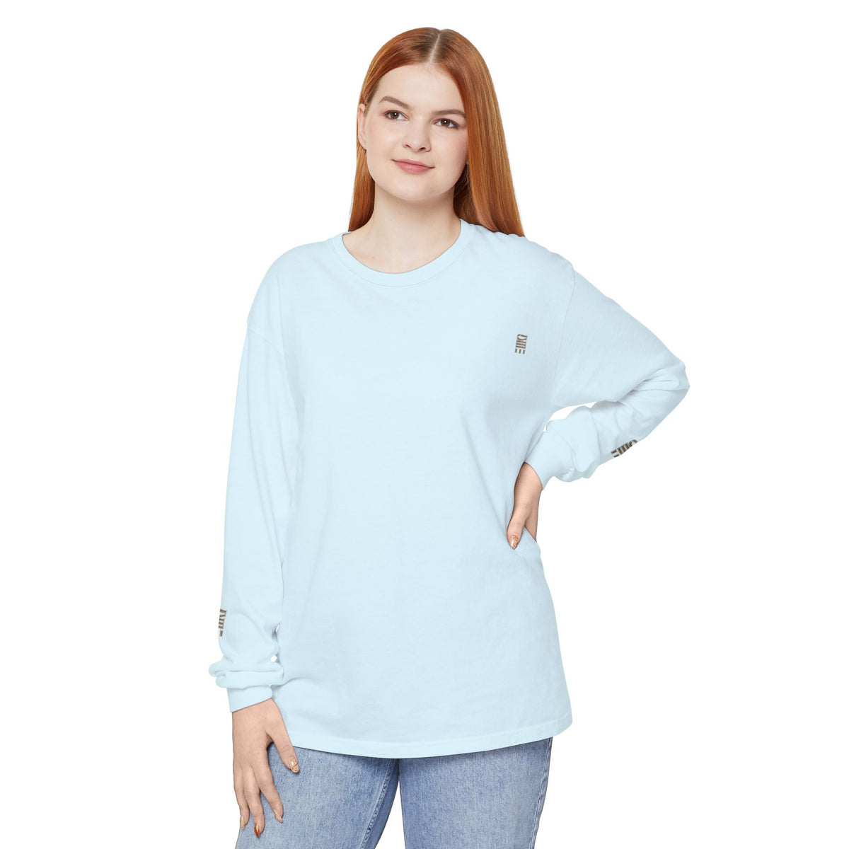 Garment-Dyed Long-Sleeve T-Shirt — Multi-Color Minimal Graphic