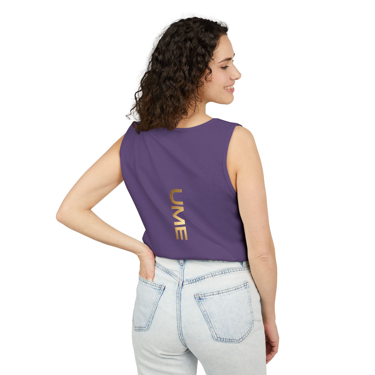 UME Gold Vertical Logo Tank Top – Garment-Dyed Unisex Muscle Tee