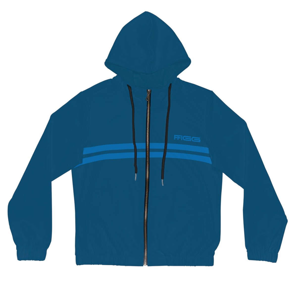 Women’s FFiGG Full-Zip Hoodie — Deep Blue Stripe All-Over Print