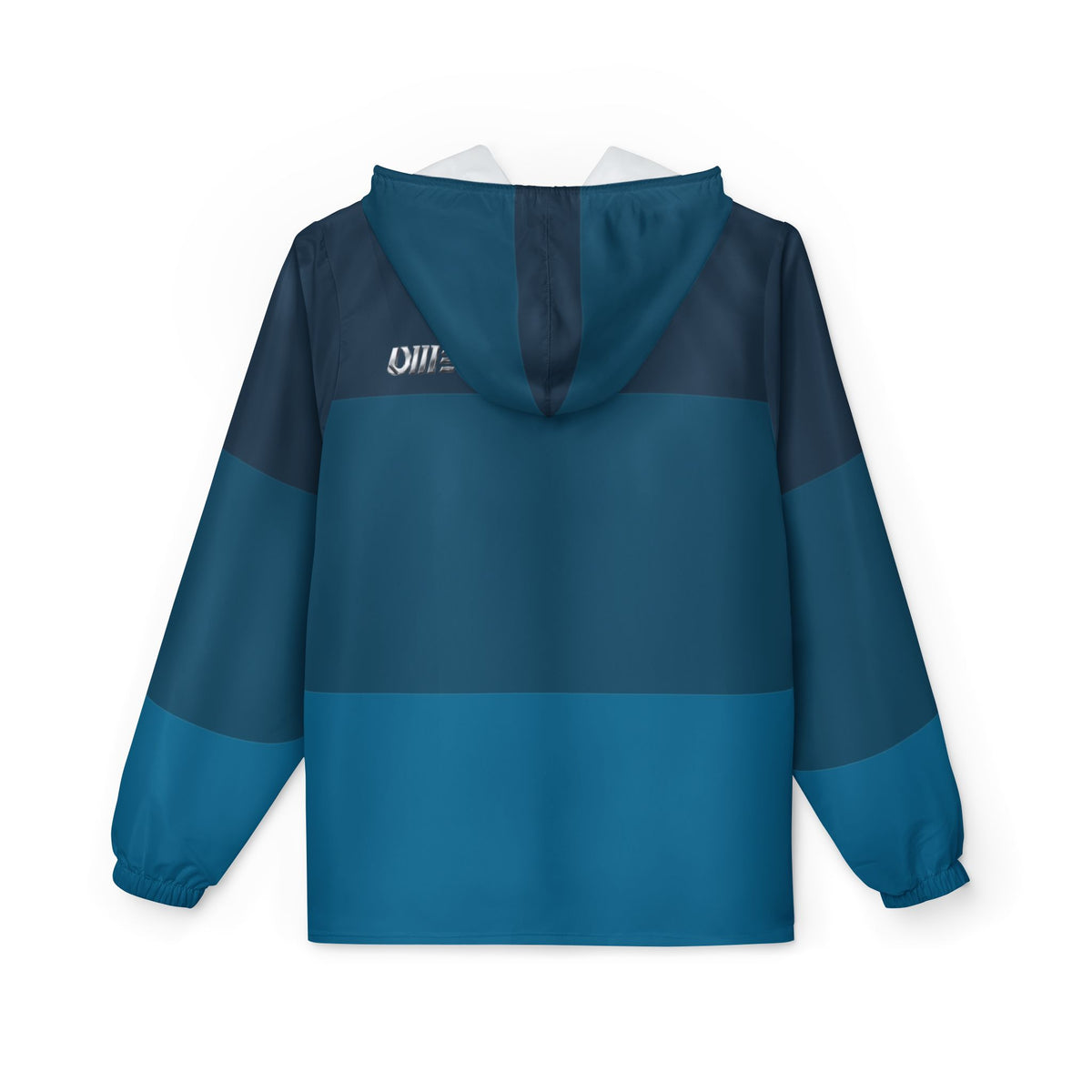Blue Striped Windbreaker Jacket - Lightweight Hooded All-Over Print