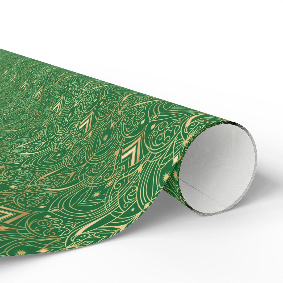 Festive Green & Gold Wrapping Paper Roll — Elegant Holiday Gift Wrap