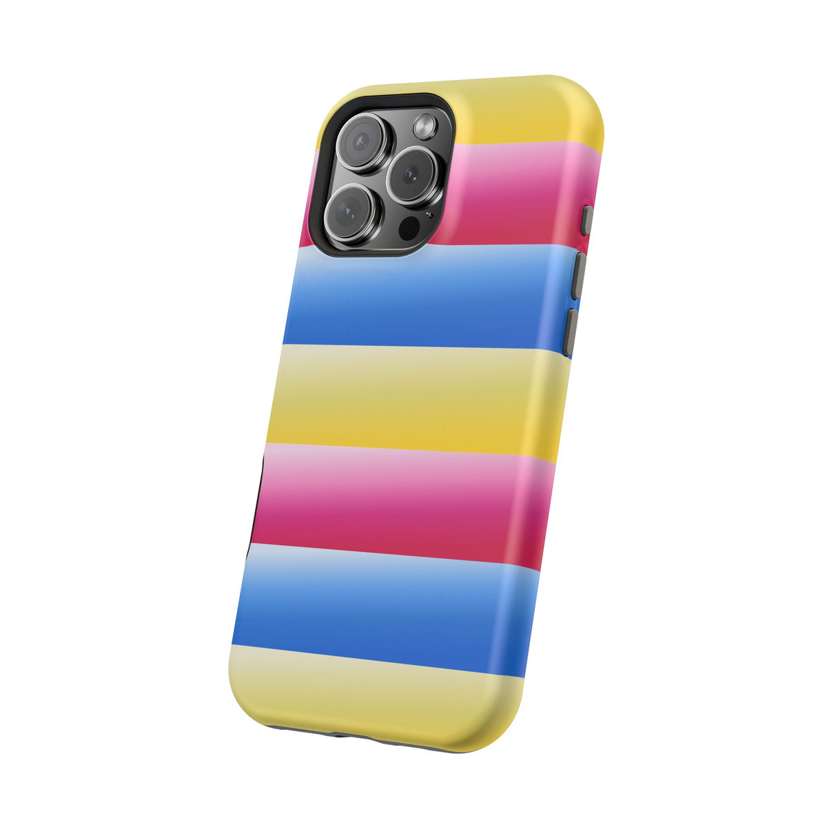 Striped Magnetic Impact-Resistant Phone Case — Colorful Pink Blue Yellow Protection