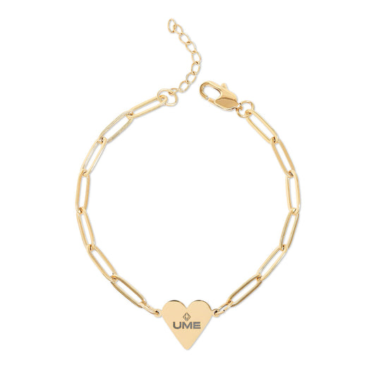 Engravable Paperclip Heart Bracelet — Personalized Gold & Rose Gold Link Bracelet