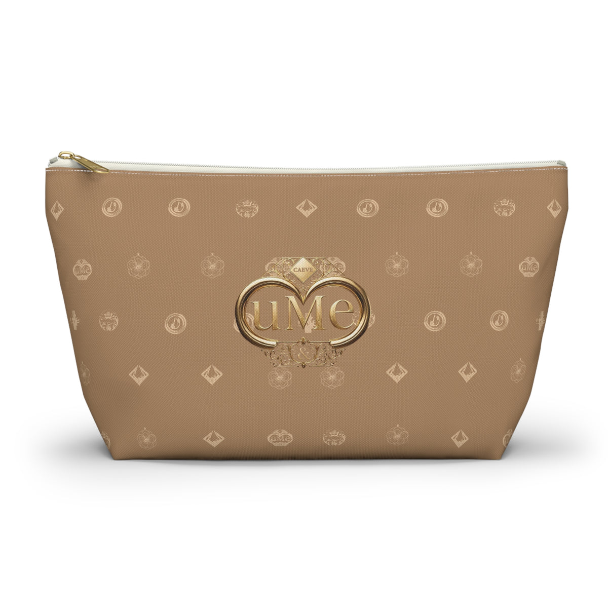 Beige Monogram Accessory Pouch — Luxury T-Bottom Makeup Bag