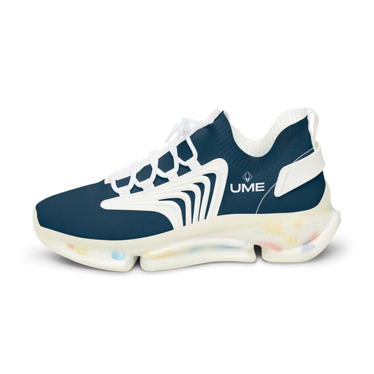 Men's Navy Blue UME Mesh Sneakers — Bold Graphic Cloud Sole Athletic Shoe