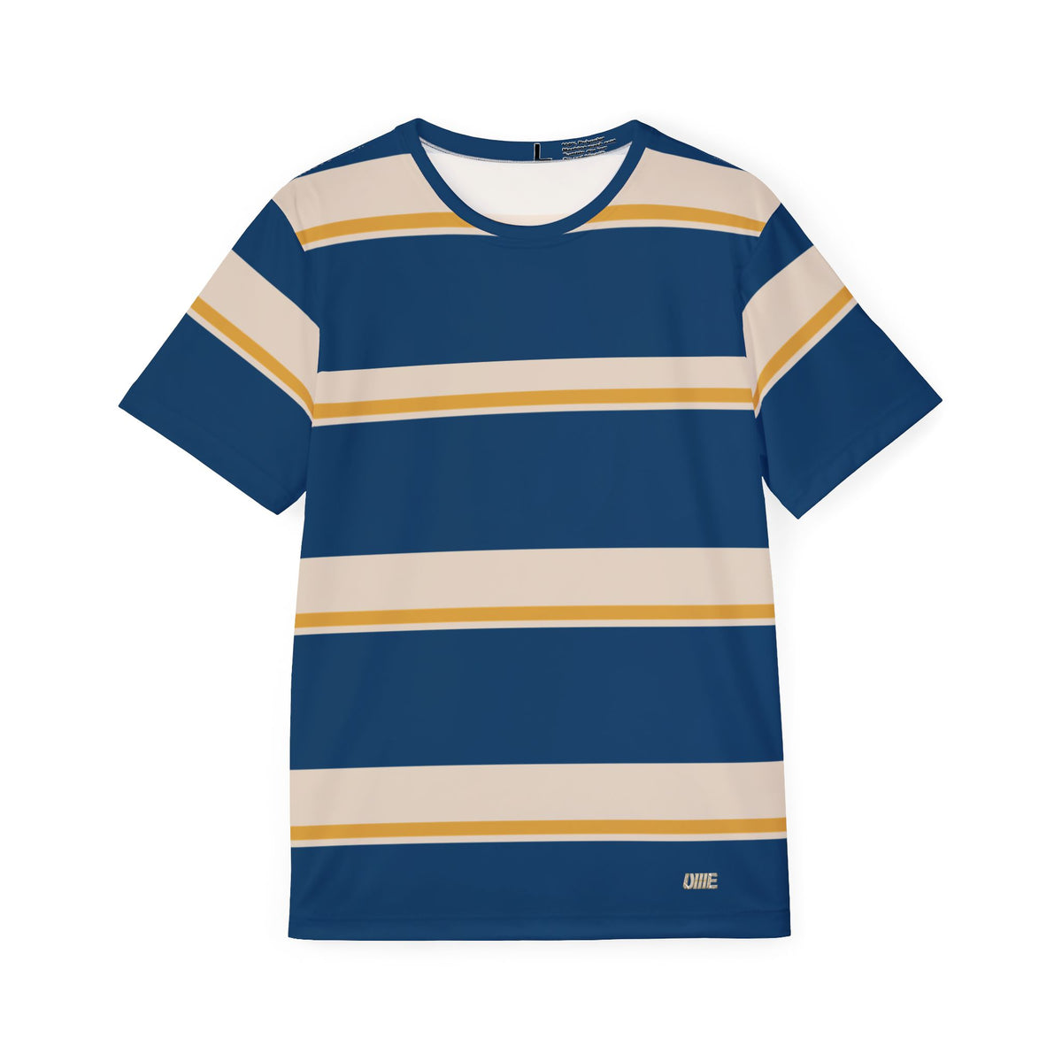 Athletic Jersey — Navy, Cream & Gold Striped All-Over Print