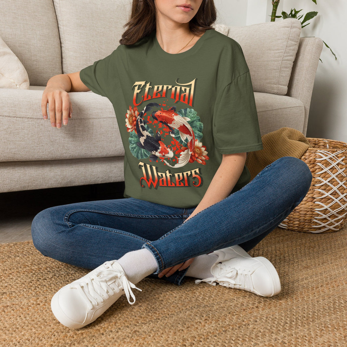 Eternal Waters T‑Shirt — Koi Pond Floral Graphic Tee