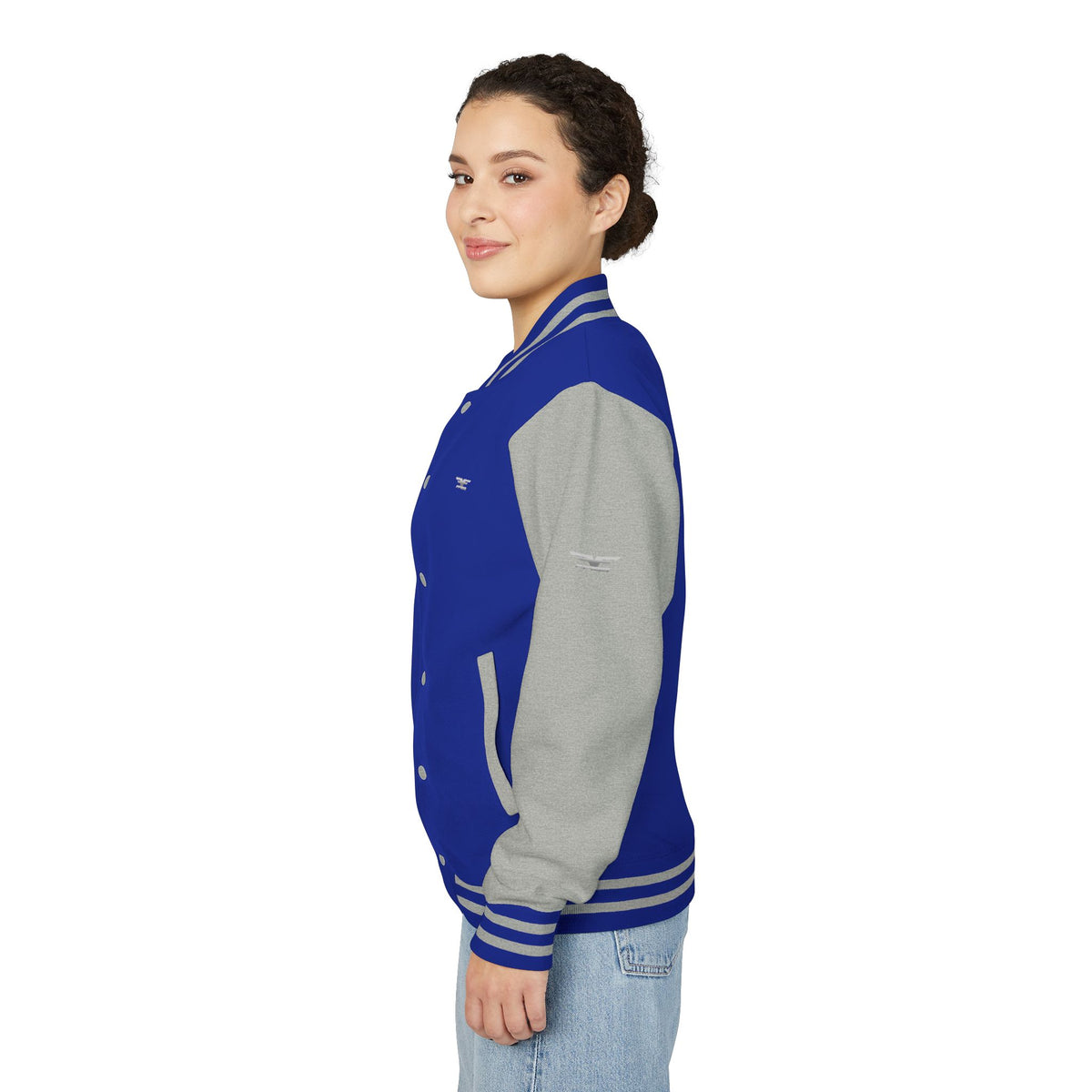 Black and White Varsity Jacket with Winged Logo