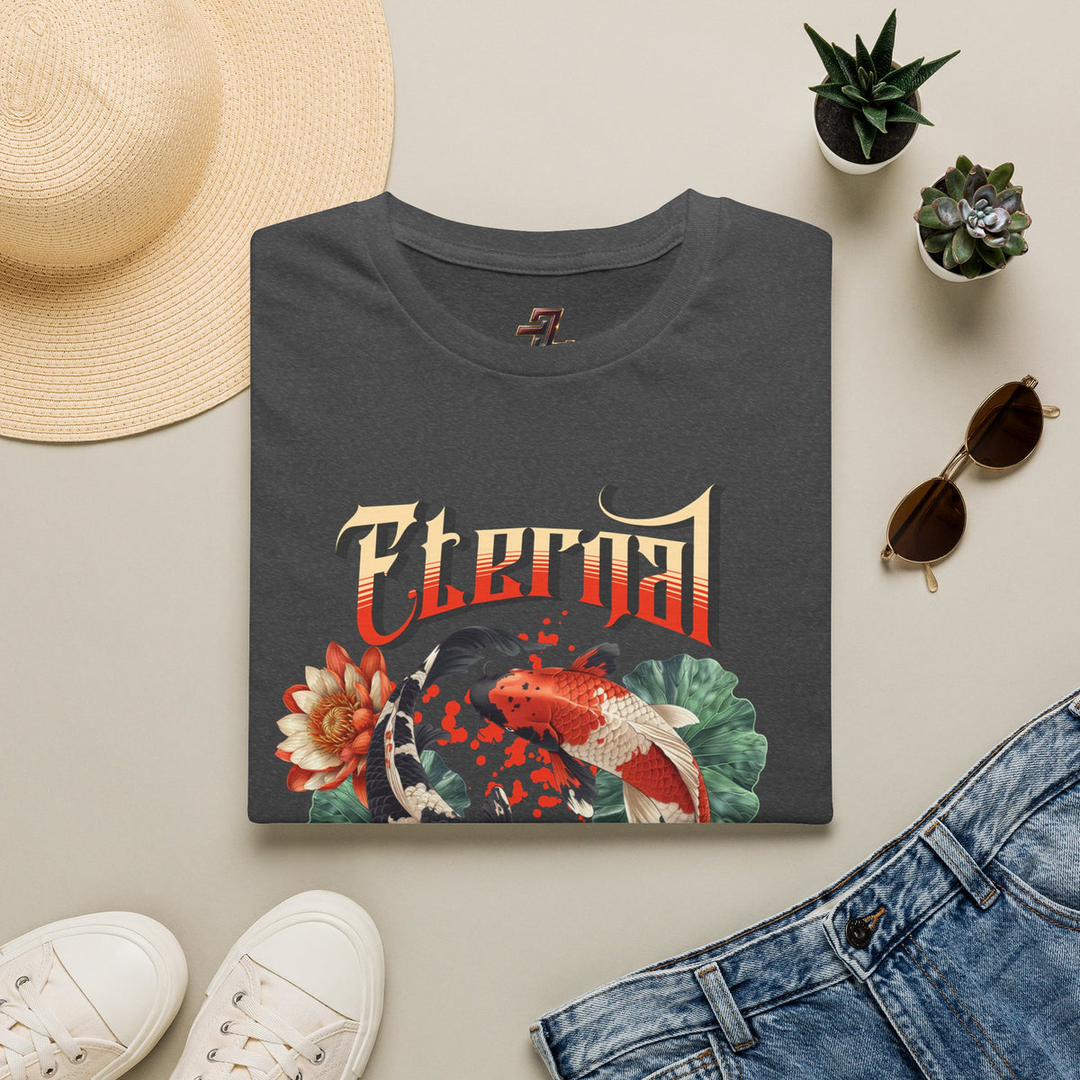 Eternal Waters T‑Shirt — Koi Pond Floral Graphic Tee