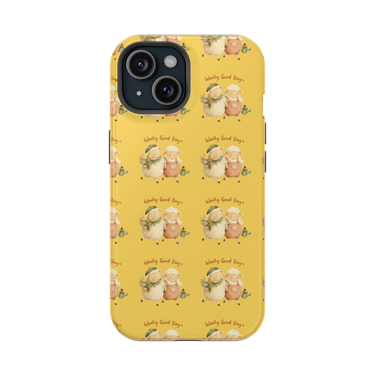 "Woolly Good Day" Phone Case — Yellow Sheep Pattern Magnetic Impact-Resistant Cover
