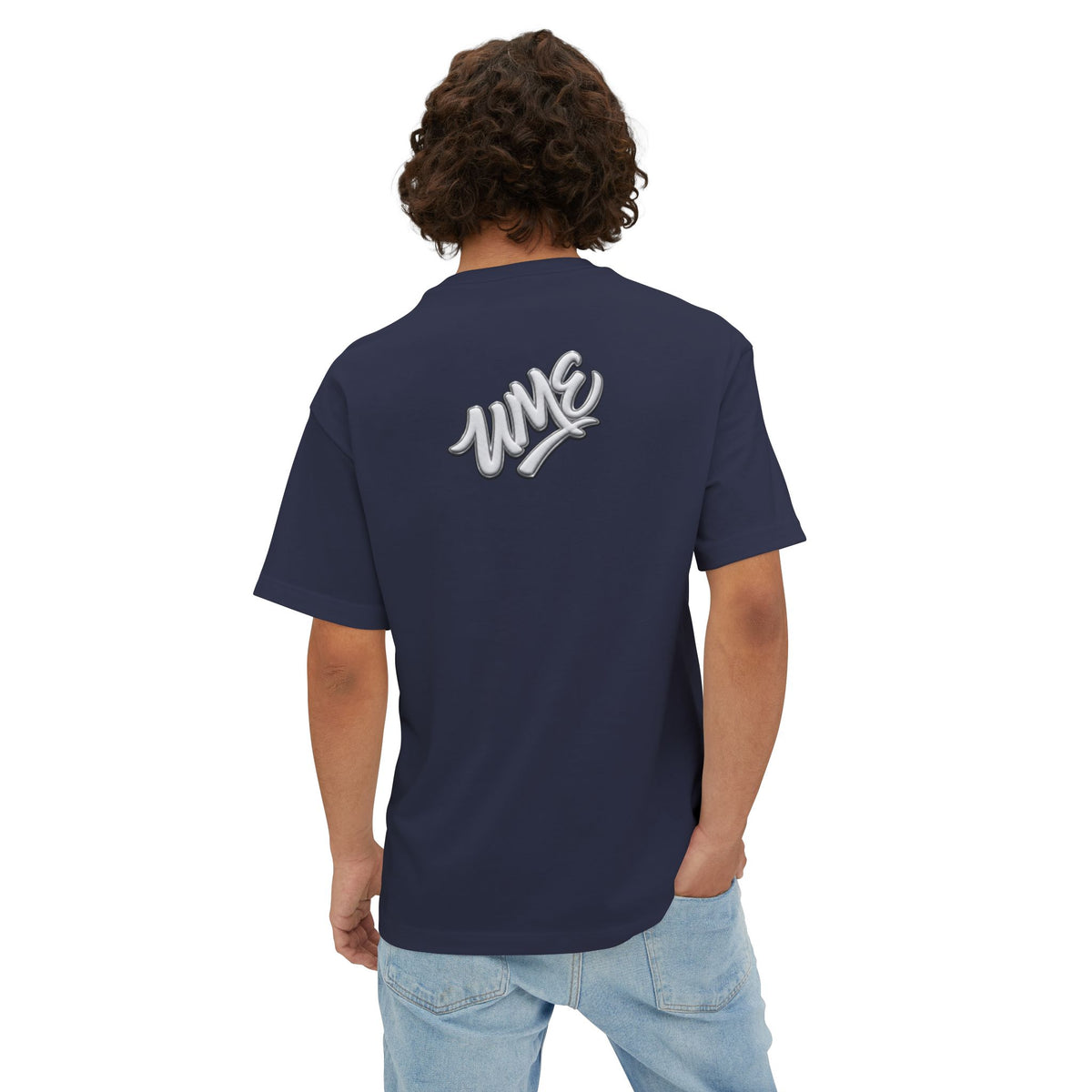 UME Script Logo Boxy Tee — White Oversized Graphic T-Shirt